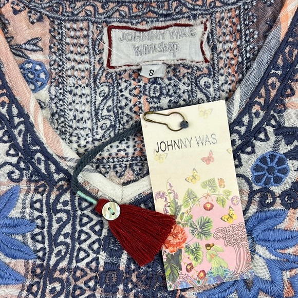 NEW Johnny Was Lila Jo Drape Plaid Tunic Top Embroidered Hi Low Style Small - Picture 4 of 10